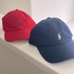 Ralph Lauren,baseball caps,Bundle of two red and blue,NWT~zone size 12-24 months